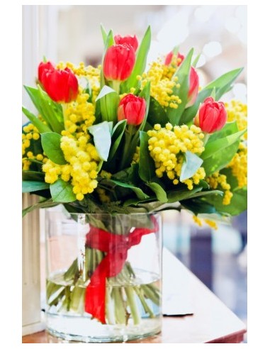 Bouquet mimosa e tulipani
